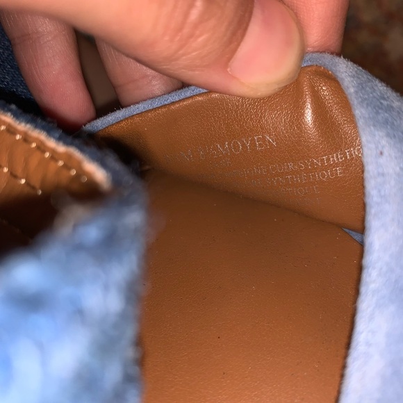 HALSTON Blue Suede Espadrille Wedge Heels Double Ankle Straps Size 8.5 Like NEW - Picture 9 of 11